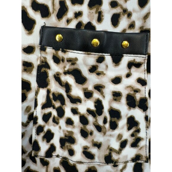 Calvin Klein Womens Leopard Print Sleeveless Top Blouse S Brown Black Stretch - Picture 9 of 12